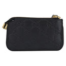 GUCCI GG Canvas Guccissima Coin Purse Leather Black Gold 447964 Auth 203049V-3