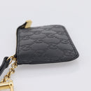 GUCCI GG Canvas Guccissima Coin Purse Leather Black Gold 447964 Auth 203049V-4