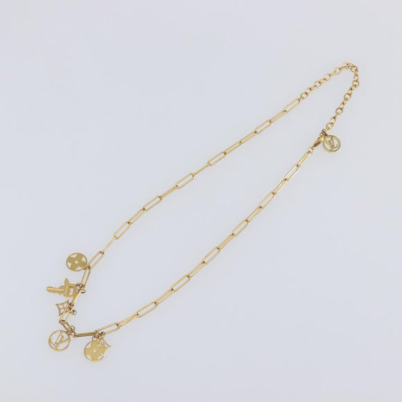 LOUIS VUITTON Monogram Collier Roman Holiday Necklace Gold M80272 Auth 203051M