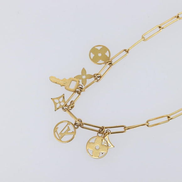 LOUIS VUITTON Monogram Collier Roman Holiday Necklace Gold M80272 Auth 203051M
