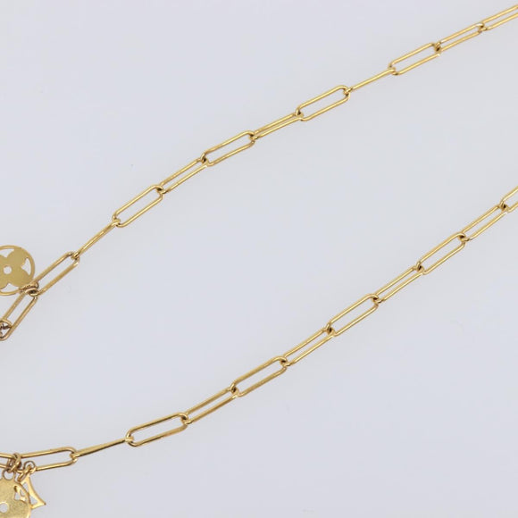 LOUIS VUITTON Monogram Collier Roman Holiday Necklace Gold M80272 Auth 203051M