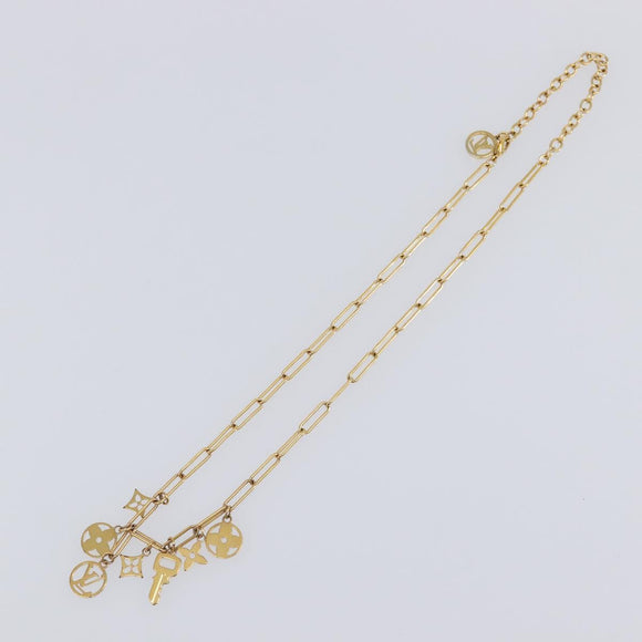 LOUIS VUITTON Monogram Collier Roman Holiday Necklace Gold M80272 Auth 203051M