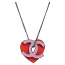 CHANEL Necklace Metal Pink CC Auth 203054-1