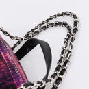 CHANEL Matelasse Hand Bag Calf Skin 2way Black Silver CC Auth 203070M-10