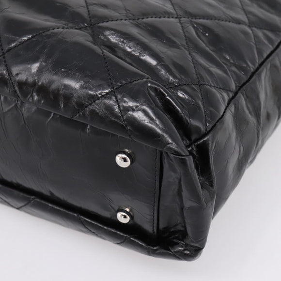 CHANEL Matelasse Hand Bag Calf Skin 2way Black Silver CC Auth 203070M