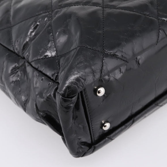 CHANEL Matelasse Hand Bag Calf Skin 2way Black Silver CC Auth 203070M