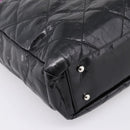 CHANEL Matelasse Hand Bag Calf Skin 2way Black Silver CC Auth 203070M-15