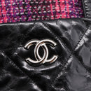CHANEL Matelasse Hand Bag Calf Skin 2way Black Silver CC Auth 203070M-17