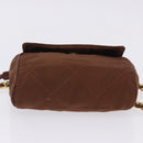 PRADA Chain Shoulder Bag Nylon Brown Gold Tone Auth 203074-5