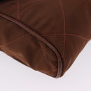 PRADA Chain Shoulder Bag Nylon Brown Gold Tone Auth 203074-14