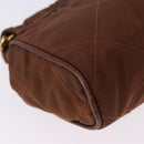 PRADA Chain Shoulder Bag Nylon Brown Gold Tone Auth 203074-16