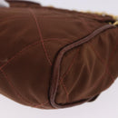 PRADA Chain Shoulder Bag Nylon Brown Gold Tone Auth 203074-17