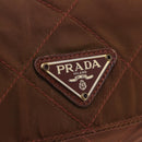 PRADA Chain Shoulder Bag Nylon Brown Gold Tone Auth 203074-18