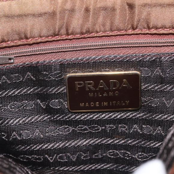 PRADA Chain Shoulder Bag Nylon Brown Gold Tone Auth 203074