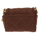 PRADA Chain Shoulder Bag Nylon Brown Gold Tone Auth 203074-2