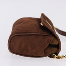 PRADA Chain Shoulder Bag Nylon Brown Gold Tone Auth 203074-3