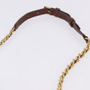 PRADA Chain Shoulder Bag Nylon Brown Gold Tone Auth 203074-8
