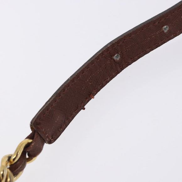 PRADA Chain Shoulder Bag Nylon Brown Gold Tone Auth 203074