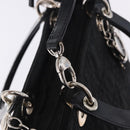Christian Dior Canage Hand Bag Nylon 2way Black Silver Auth 203075-18
