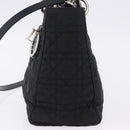 Christian Dior Canage Hand Bag Nylon 2way Black Silver Auth 203075-4
