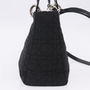 Christian Dior Canage Hand Bag Nylon 2way Black Silver Auth 203075-5