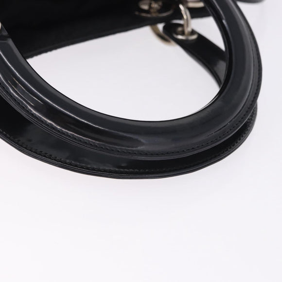 Christian Dior Canage Hand Bag Nylon 2way Black Silver Auth 203075