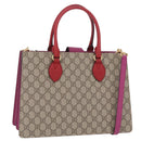 GUCCI GG Supreme Hand Bag PVC 2way Beige Gold 409531 Auth 203076M-1