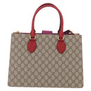 GUCCI GG Supreme Hand Bag PVC 2way Beige Gold 409531 Auth 203076M-2