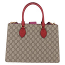 GUCCI GG Supreme Hand Bag PVC 2way Beige Gold 409531 Auth 203076M-3