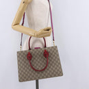 GUCCI GG Supreme Hand Bag PVC 2way Beige Gold 409531 Auth 203076M-31