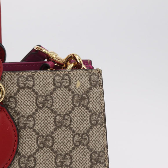 GUCCI GG Supreme Hand Bag PVC 2way Beige Gold 409531 Auth 203076M