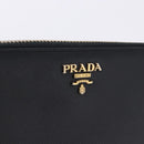 PRADA Long Wallet Saffiano Black Gold Tone Auth 203079-17