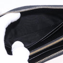 PRADA Long Wallet Saffiano Black Gold Tone Auth 203079-18