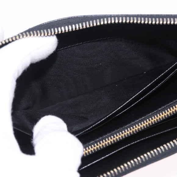 PRADA Long Wallet Saffiano Black Gold Tone Auth 203079