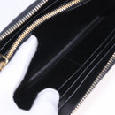 PRADA Long Wallet Saffiano Black Gold Tone Auth 203079-20