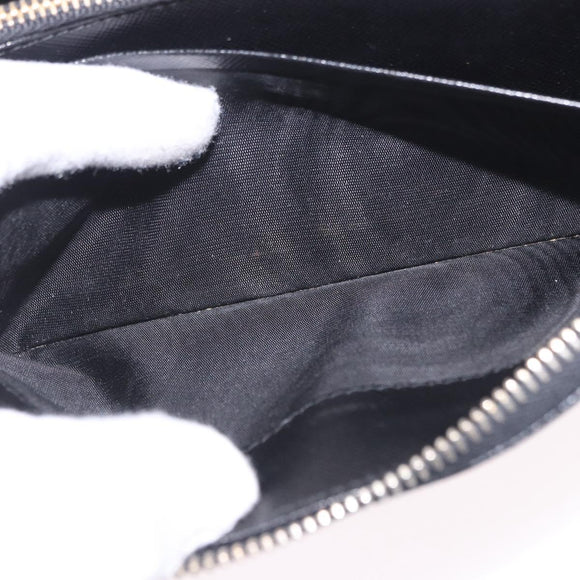 PRADA Long Wallet Saffiano Black Gold Tone Auth 203079