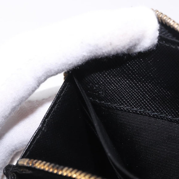 PRADA Long Wallet Saffiano Black Gold Tone Auth 203079
