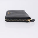 PRADA Long Wallet Saffiano Black Gold Tone Auth 203079-4