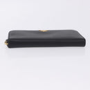 PRADA Long Wallet Saffiano Black Gold Tone Auth 203079-6