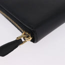 PRADA Long Wallet Saffiano Black Gold Tone Auth 203079-7