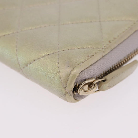 CHANEL Matelasse Long Wallet Lamb Skin Gold CC Auth 203081V