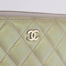 CHANEL Matelasse Long Wallet Lamb Skin Gold CC Auth 203081V-13