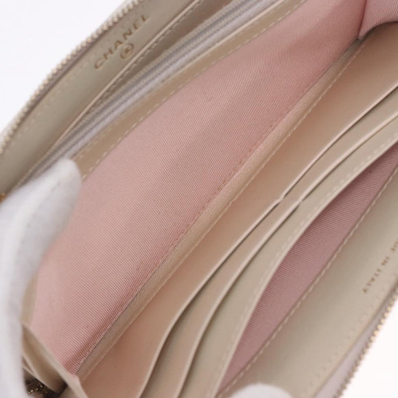 CHANEL Matelasse Long Wallet Lamb Skin Gold CC Auth 203081V