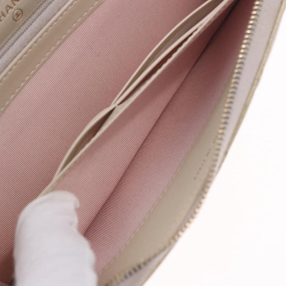 CHANEL Matelasse Long Wallet Lamb Skin Gold CC Auth 203081V