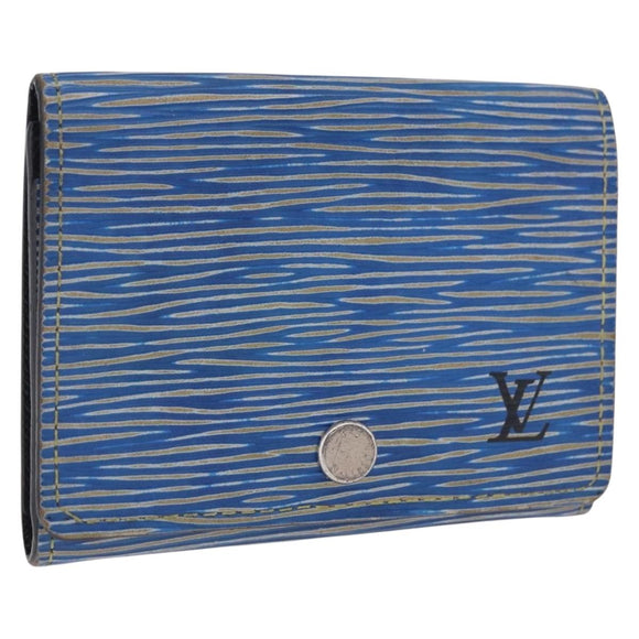 LOUIS VUITTON Epi Denim Anvelop Cult de Visit Card Case Blue M56723 Auth 203082A