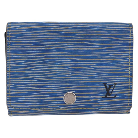 LOUIS VUITTON Epi Denim Anvelop Cult de Visit Card Case Blue M56723 Auth 203082A