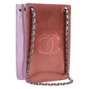 CHANEL Chain Shoulder Bag Patent Pink Silver CC Auth 203084M-1