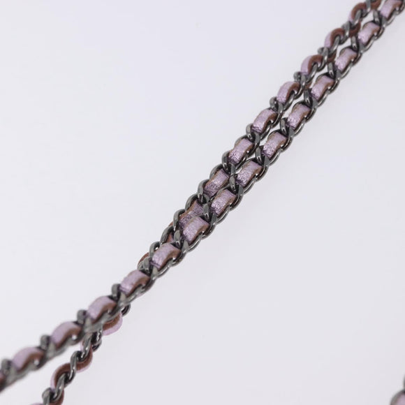 CHANEL Chain Shoulder Bag Patent Pink Silver CC Auth 203084M