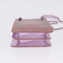 CHANEL Chain Shoulder Bag Patent Pink Silver CC Auth 203084M-5