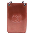 CHANEL Chain Shoulder Bag Patent Pink Silver CC Auth 203084M-13